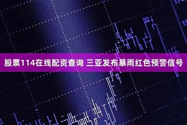 股票114在线配资查询 三亚发布暴雨红色预警信号